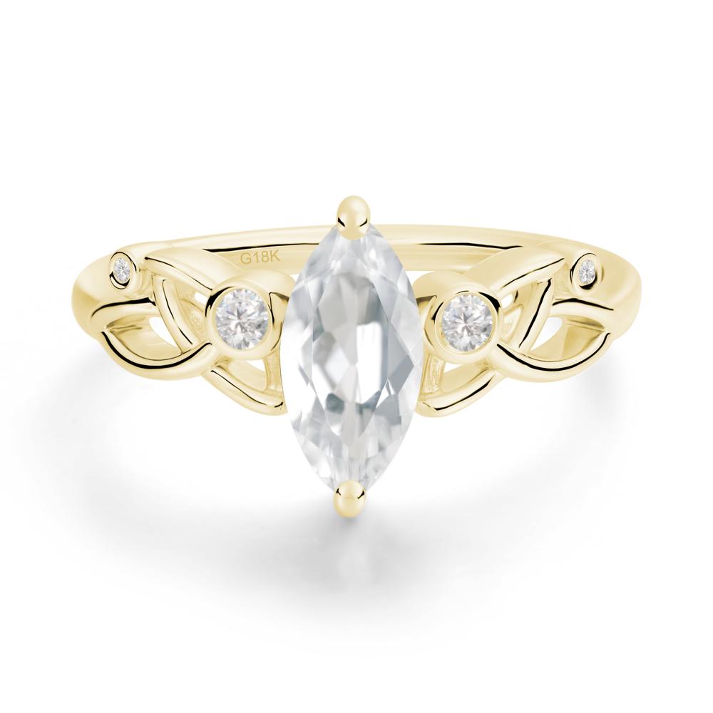 Marquise Cut White Topaz Celtic Ring - LUO Jewelry #metal_18k yellow gold