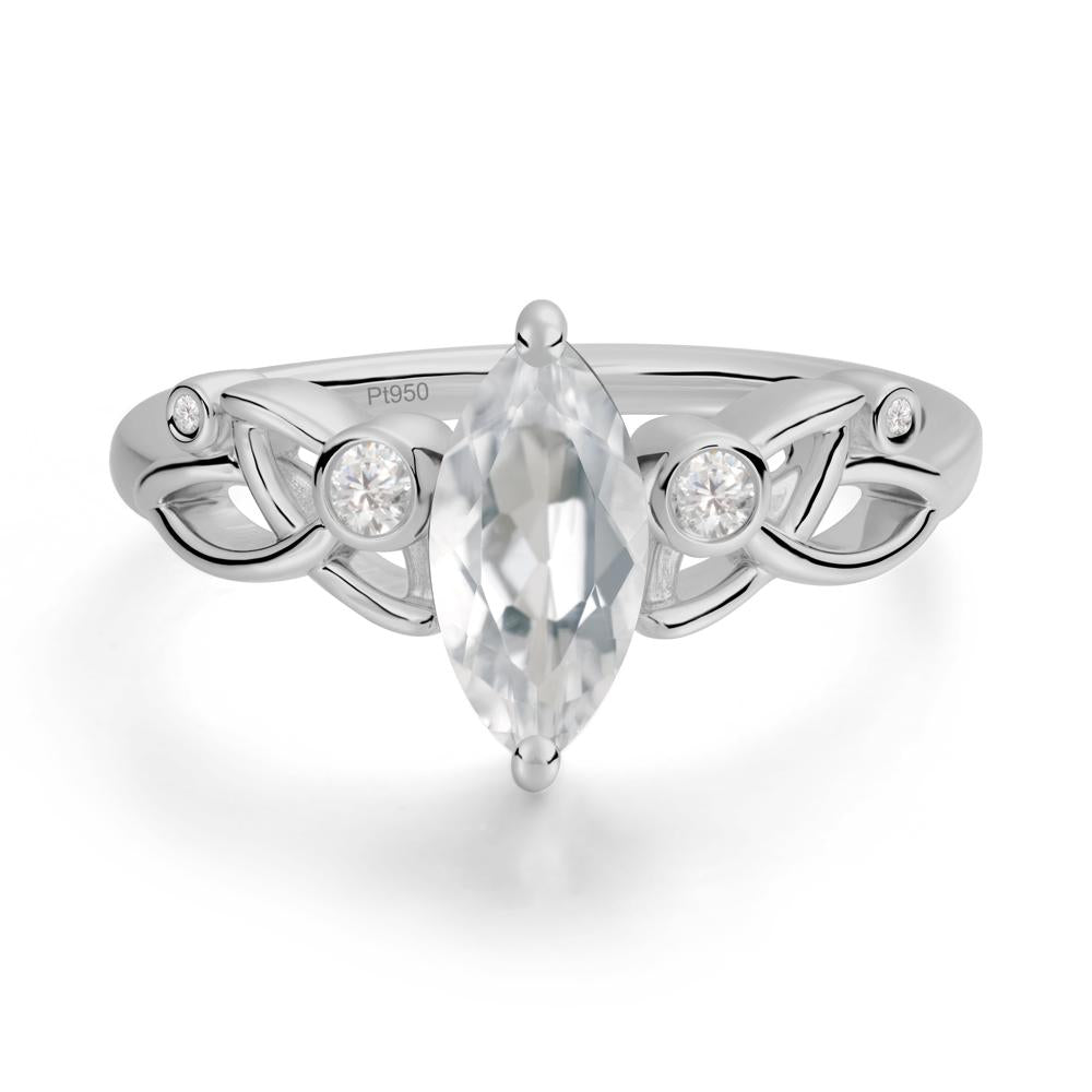Marquise Cut White Topaz Celtic Ring - LUO Jewelry #metal_platinum