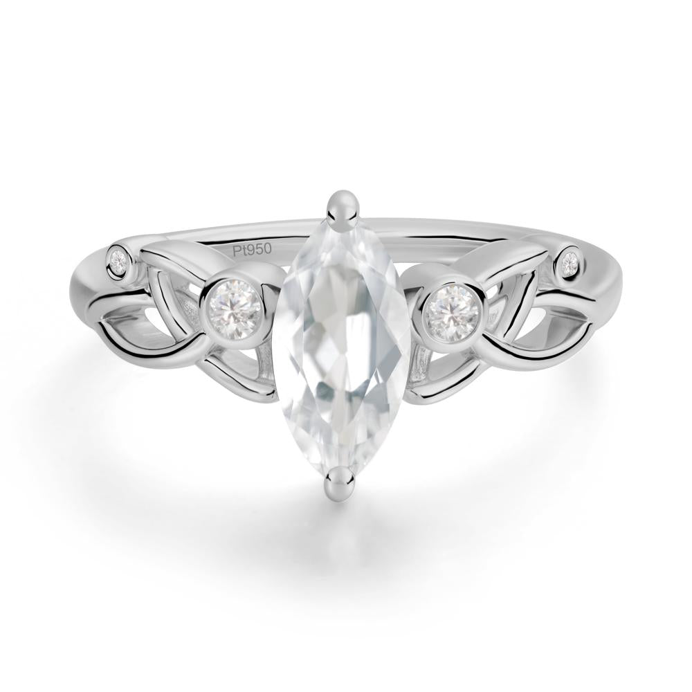 Marquise Cut White Topaz Celtic Ring - LUO Jewelry #metal_platinum