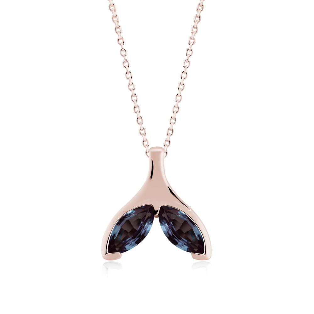 Marquise Alexandrite Whale Tail Necklace - LUO Jewelry #metal_14k rose gold