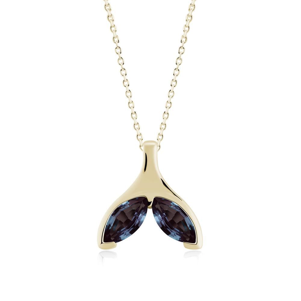 Marquise Alexandrite Whale Tail Necklace - LUO Jewelry #metal_14k yellow gold