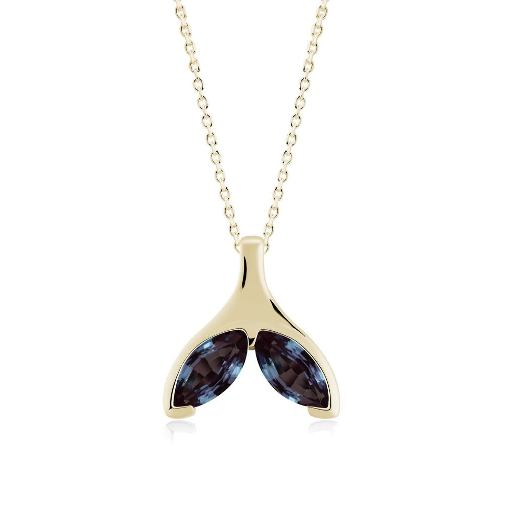 Marquise Alexandrite Whale Tail Necklace - LUO Jewelry #metal_14k yellow gold