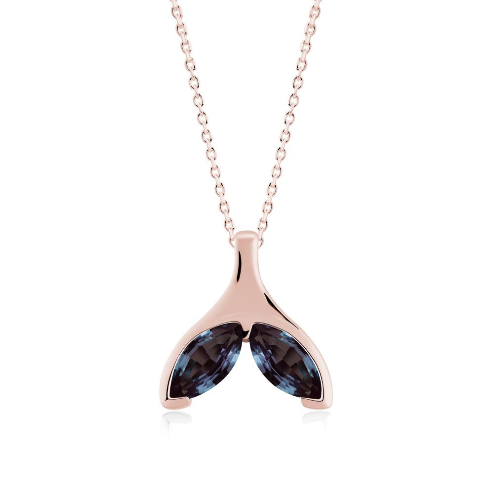Marquise Alexandrite Whale Tail Necklace - LUO Jewelry #metal_18k rose gold