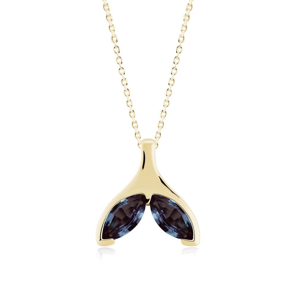 Marquise Alexandrite Whale Tail Necklace - LUO Jewelry #metal_18k yellow gold