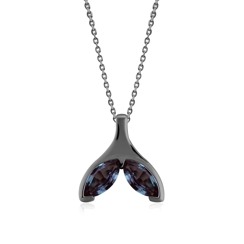 Marquise Alexandrite Whale Tail Necklace - LUO Jewelry #metal_black finish sterling silver