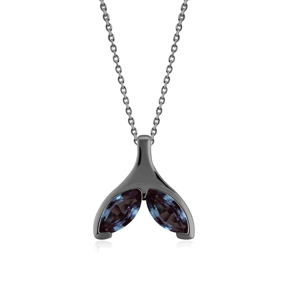 Marquise Alexandrite Whale Tail Necklace - LUO Jewelry #metal_black finish sterling silver