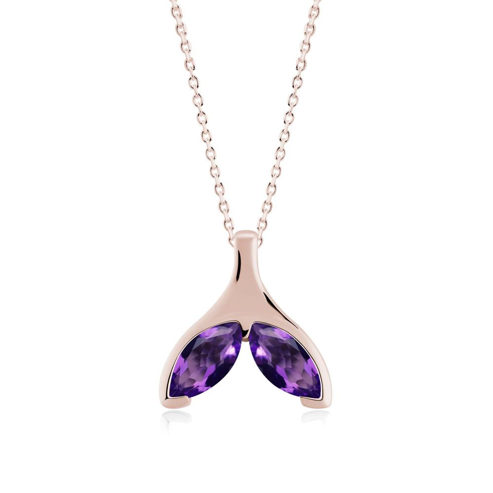 Marquise Twin Amethyst Leaf Necklace - LUO Jewelry #metal_14k rose gold
