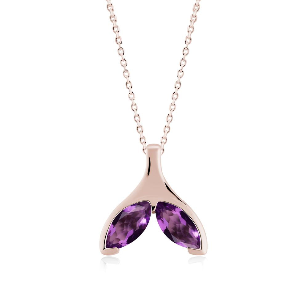 Marquise Twin Amethyst Leaf Necklace - LUO Jewelry #metal_14k rose gold