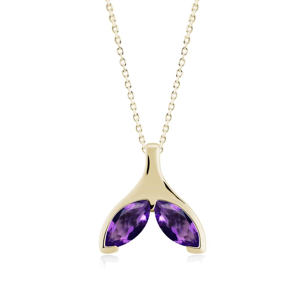 Marquise Twin Amethyst Leaf Necklace - LUO Jewelry #metal_14k yellow gold