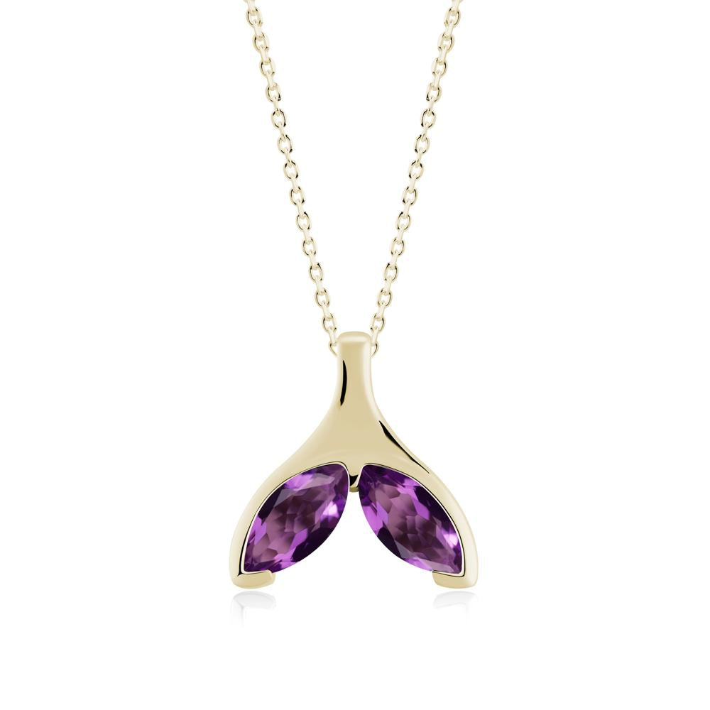 Marquise Twin Amethyst Leaf Necklace - LUO Jewelry #metal_14k yellow gold