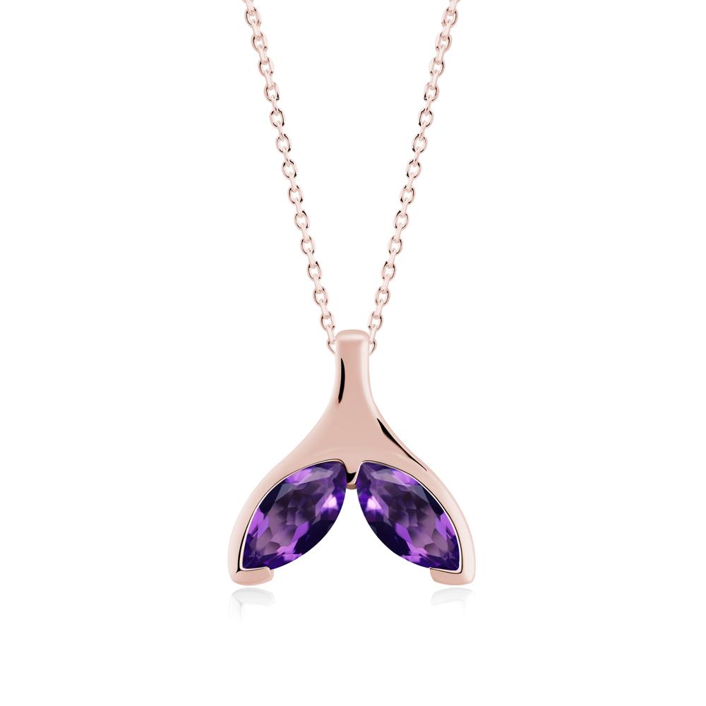 Marquise Twin Amethyst Leaf Necklace - LUO Jewelry #metal_18k rose gold