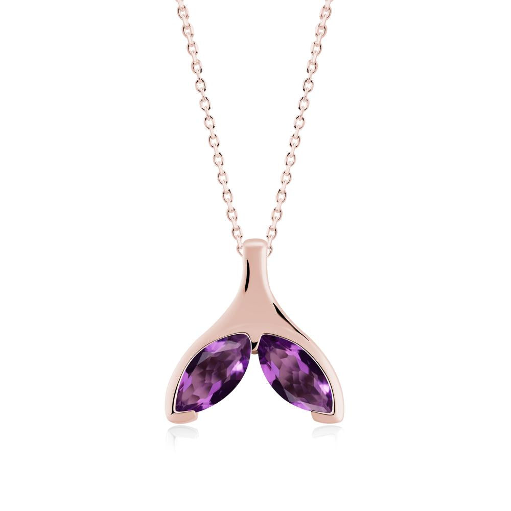 Marquise Twin Amethyst Leaf Necklace - LUO Jewelry #metal_18k rose gold