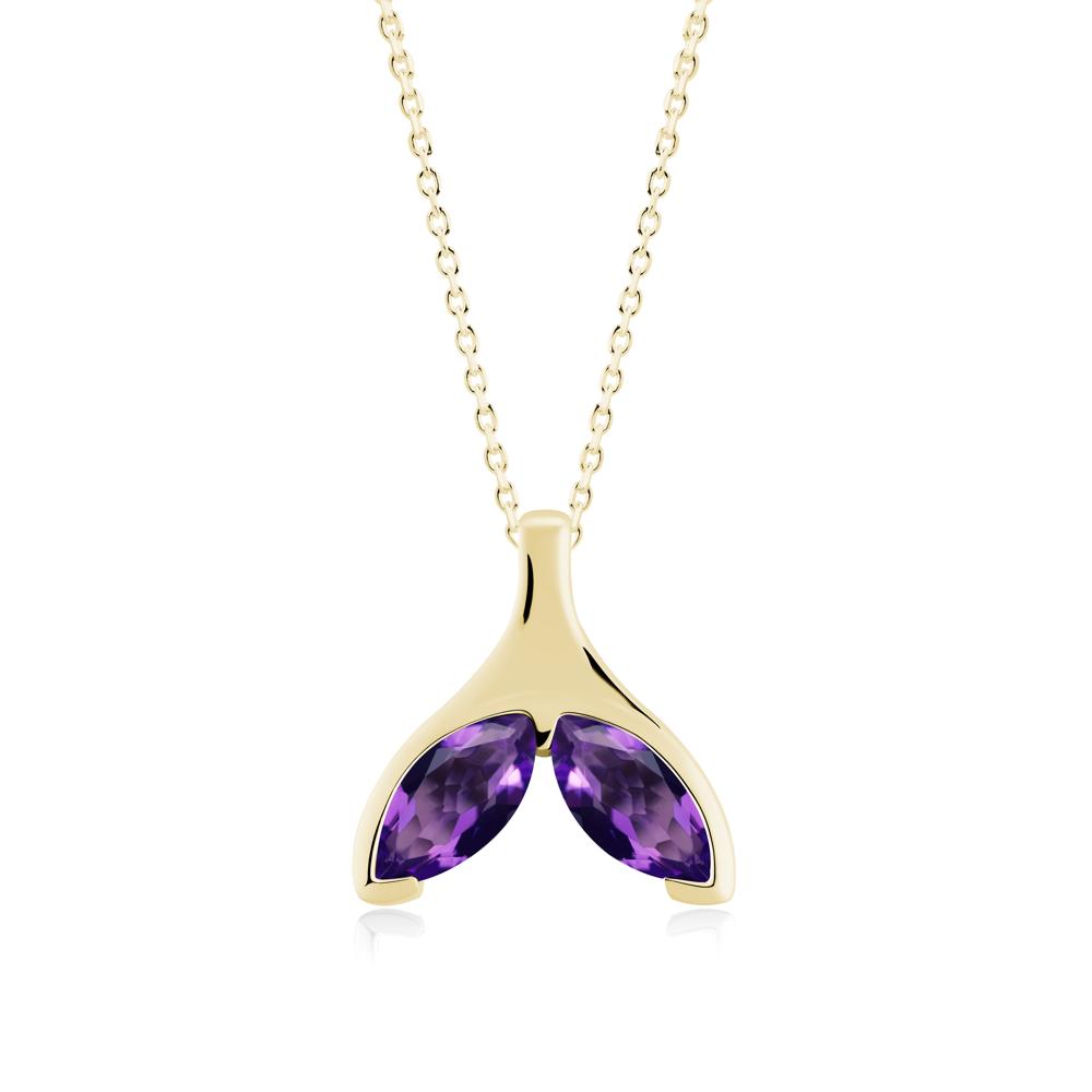 Marquise Twin Amethyst Leaf Necklace - LUO Jewelry #metal_18k yellow gold