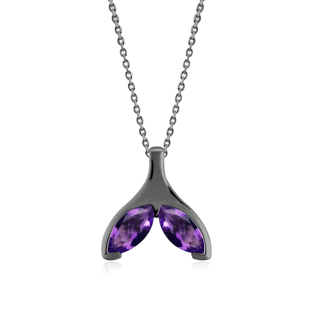 Marquise Twin Amethyst Leaf Necklace - LUO Jewelry #metal_black finish sterling silver