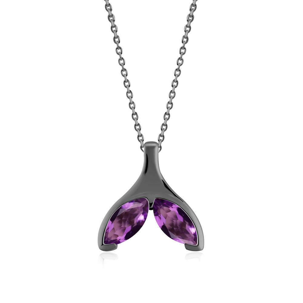 Marquise Twin Amethyst Leaf Necklace - LUO Jewelry #metal_black finish sterling silver
