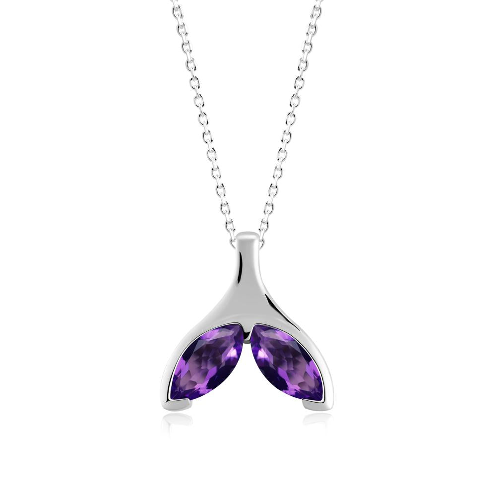 Marquise Twin Amethyst Leaf Necklace - LUO Jewelry #metal_sterling silver