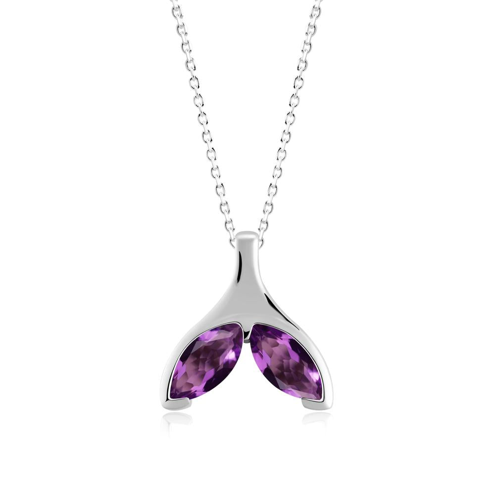 Marquise Twin Amethyst Leaf Necklace - LUO Jewelry #metal_sterling silver