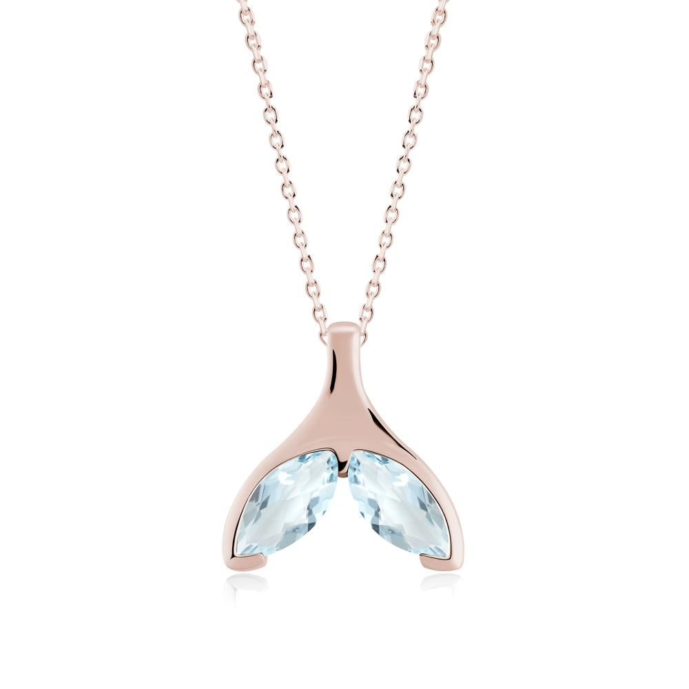 Marquise Twin Aquamarine Leaf Necklace - LUO Jewelry #metal_14k rose gold