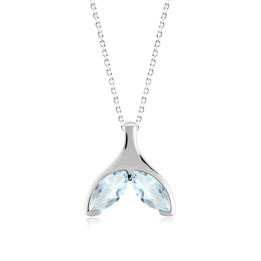 Marquise Twin Aquamarine Leaf Necklace - LUO Jewelry #metal_14k white gold