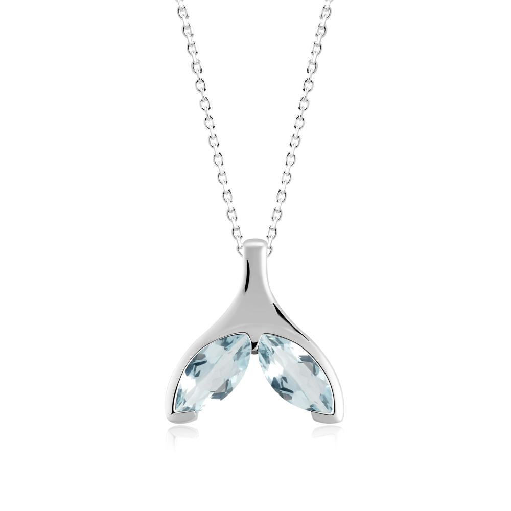 Marquise Twin Aquamarine Leaf Necklace - LUO Jewelry #metal_14k white gold