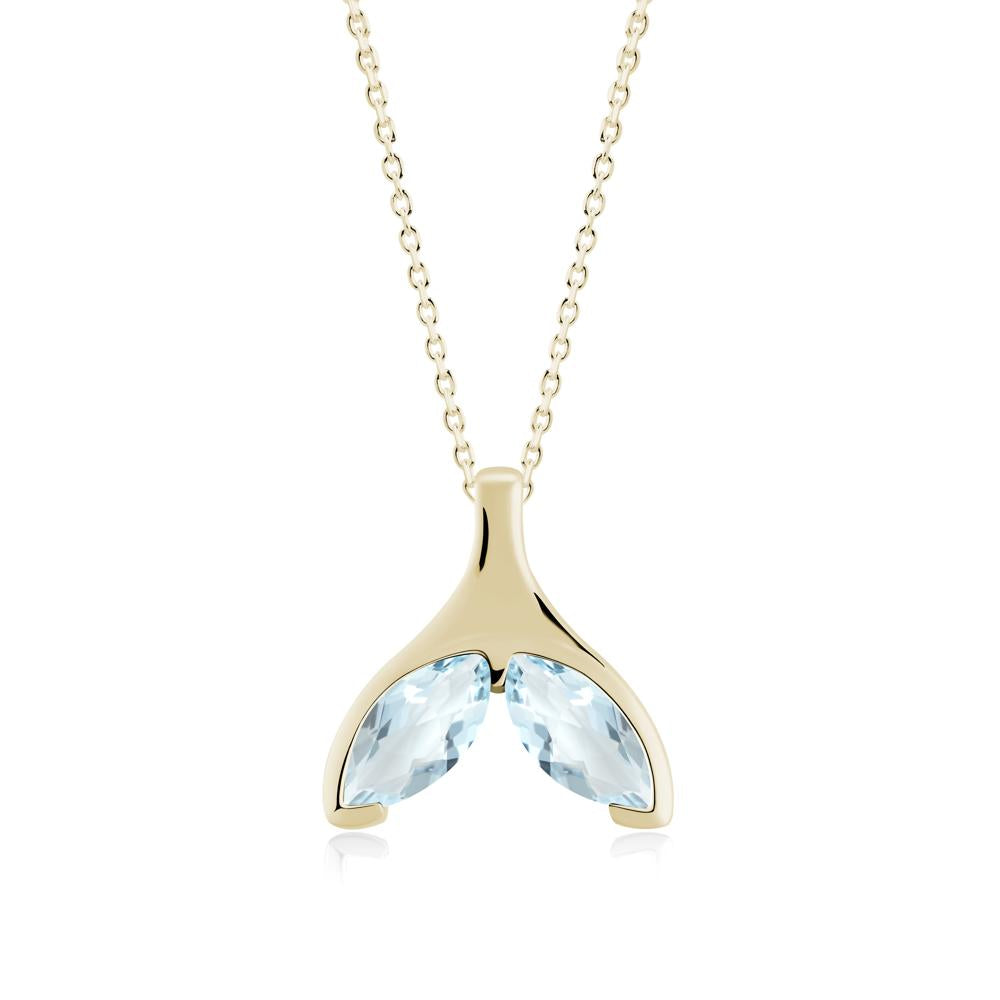 Marquise Twin Aquamarine Leaf Necklace - LUO Jewelry #metal_14k yellow gold