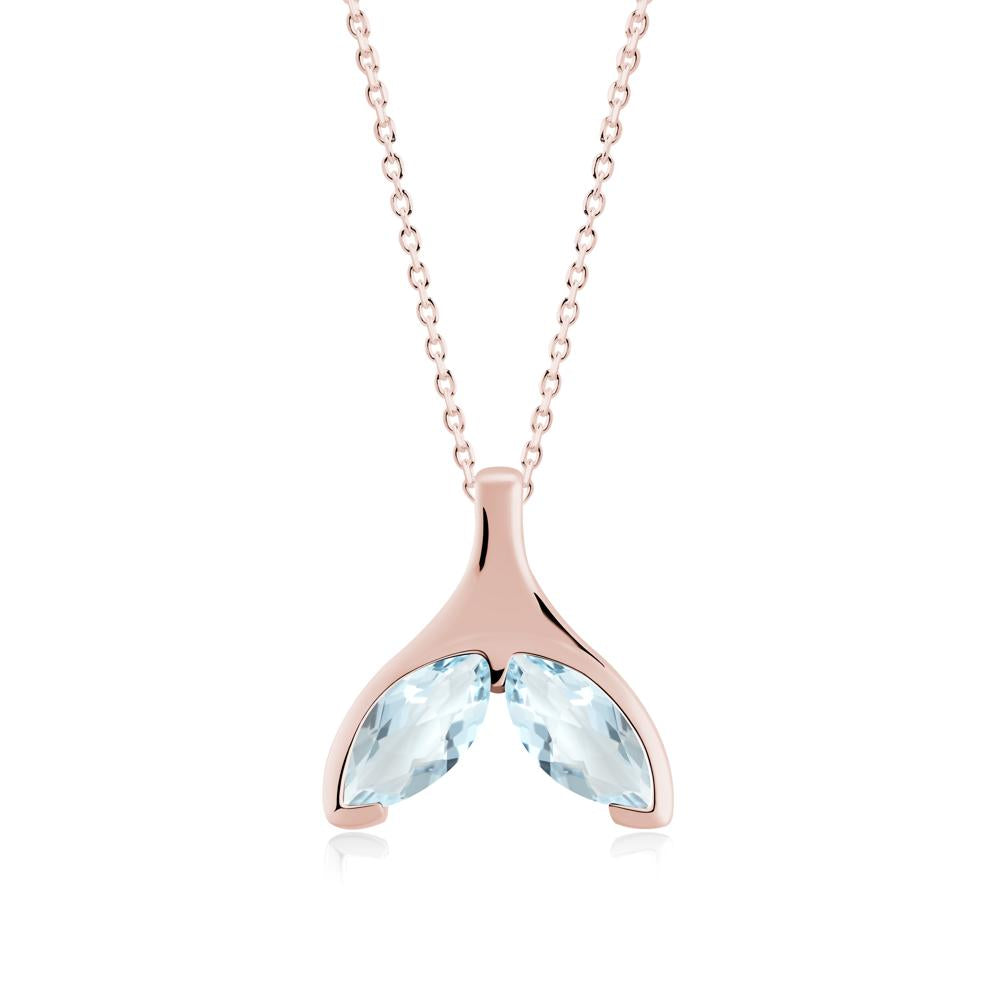 Marquise Twin Aquamarine Leaf Necklace - LUO Jewelry #metal_18k rose gold