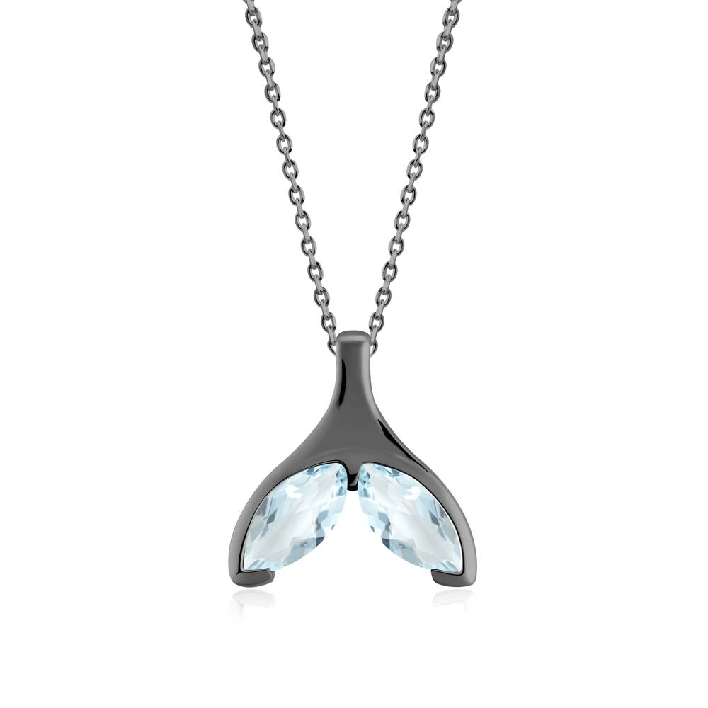 Marquise Twin Aquamarine Leaf Necklace - LUO Jewelry #metal_black finish sterling silver