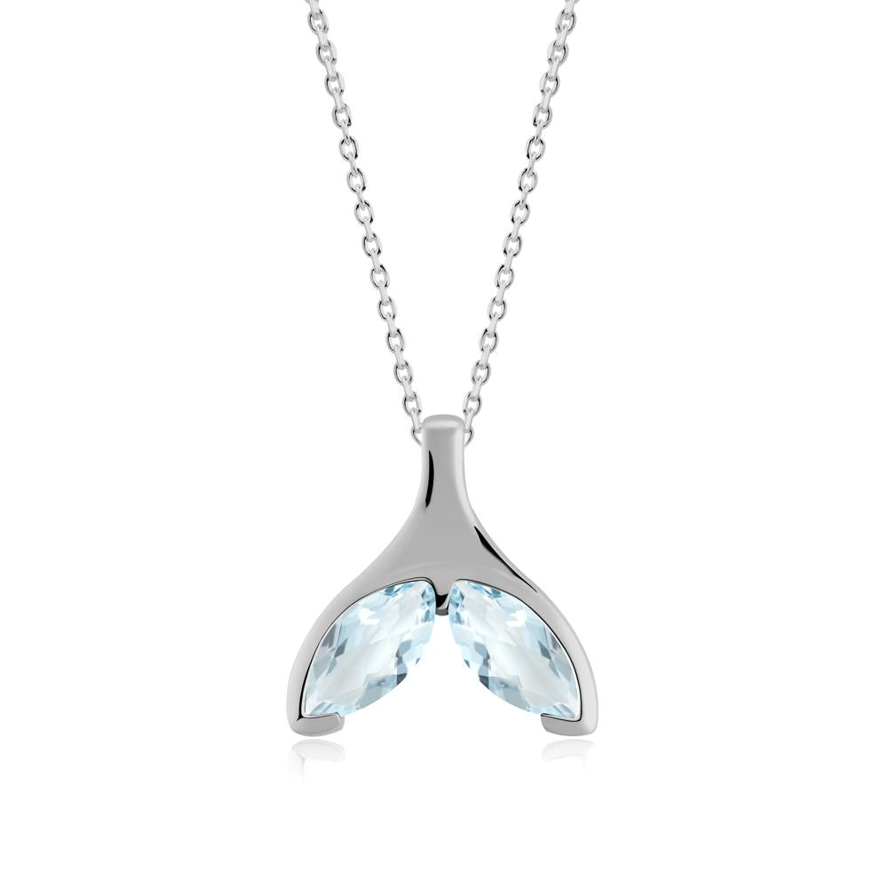 Marquise Twin Aquamarine Leaf Necklace - LUO Jewelry #metal_platinum