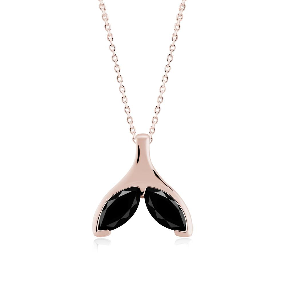 Marquise Twin Black Spinel Leaf Necklace - LUO Jewelry #metal_14k rose gold