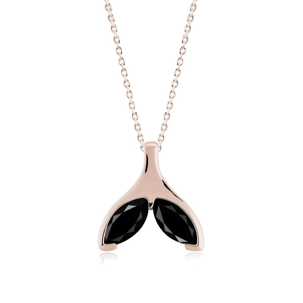 Marquise Twin Black Spinel Leaf Necklace - LUO Jewelry #metal_14k rose gold