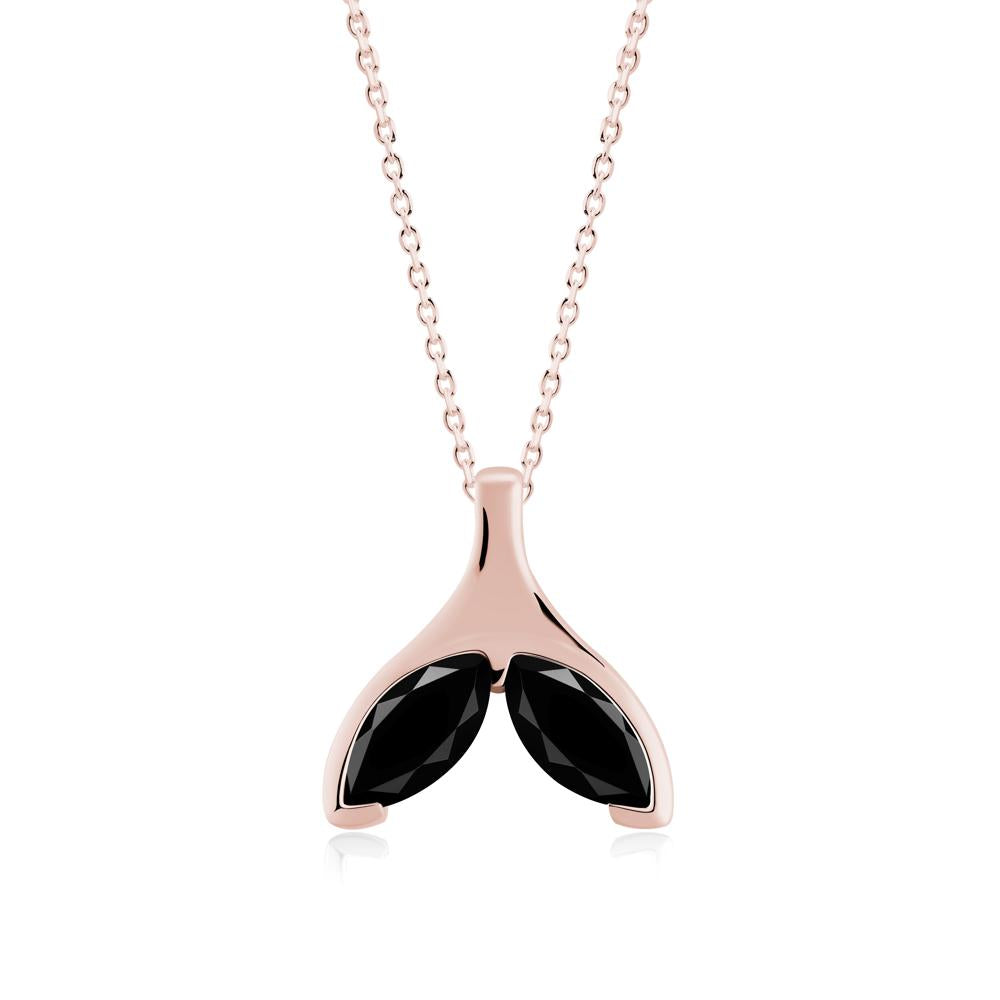 Marquise Twin Black Spinel Leaf Necklace - LUO Jewelry #metal_18k rose gold