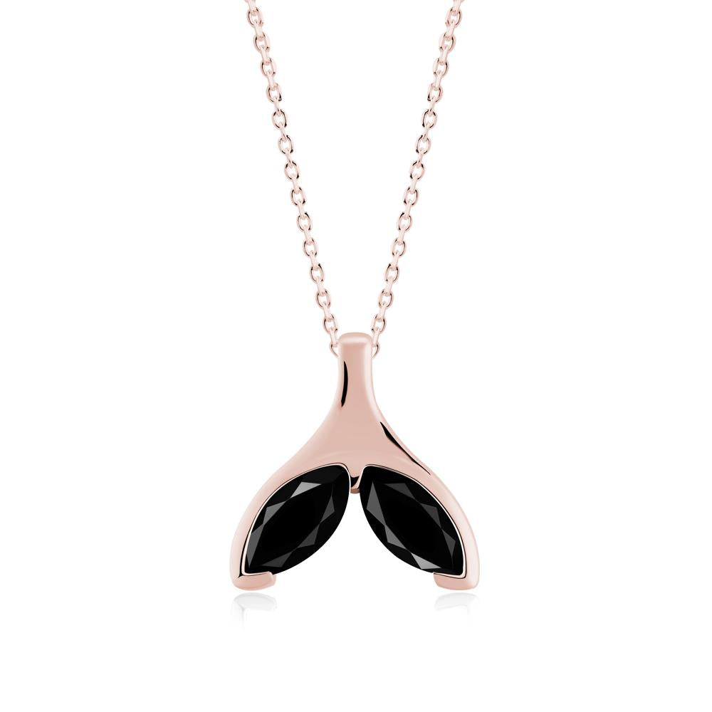 Marquise Twin Black Spinel Leaf Necklace - LUO Jewelry #metal_18k rose gold