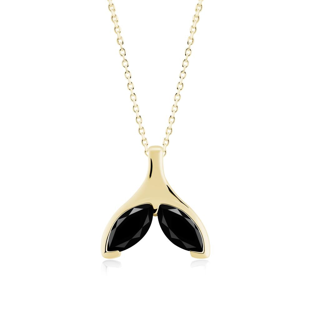 Marquise Twin Black Spinel Leaf Necklace - LUO Jewelry #metal_18k yellow gold