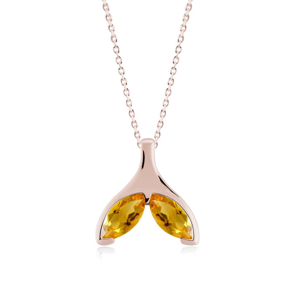Marquise Twin Citrine Leaf Necklace - LUO Jewelry #metal_14k rose gold