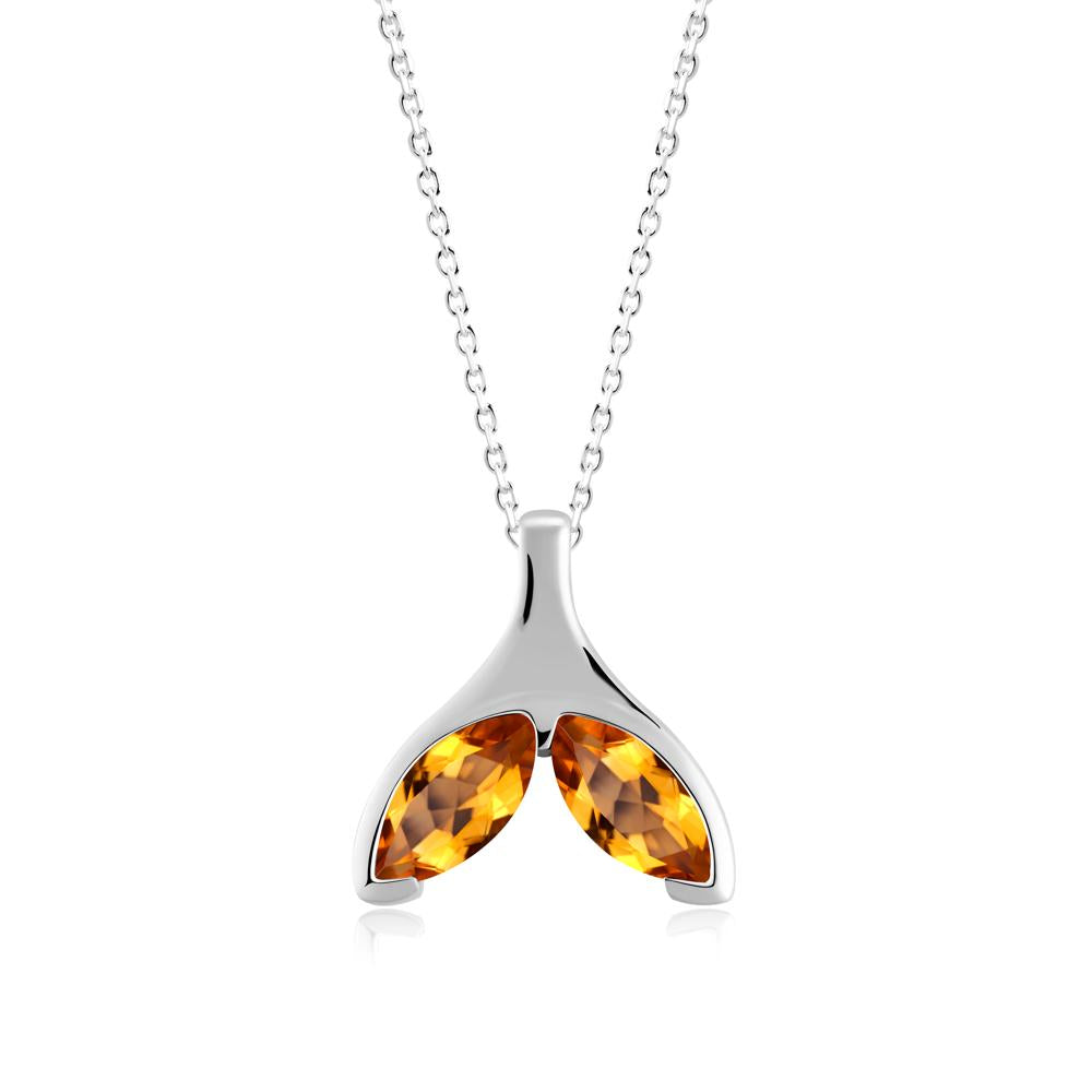Marquise Twin Citrine Leaf Necklace - LUO Jewelry #metal_14k white gold