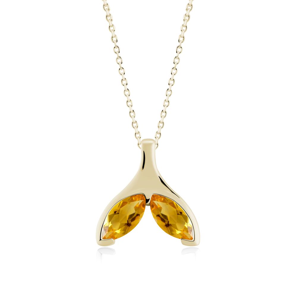 Marquise Twin Citrine Leaf Necklace - LUO Jewelry #metal_14k yellow gold