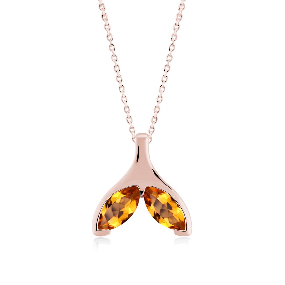 Marquise Twin Citrine Leaf Necklace - LUO Jewelry #metal_18k rose gold