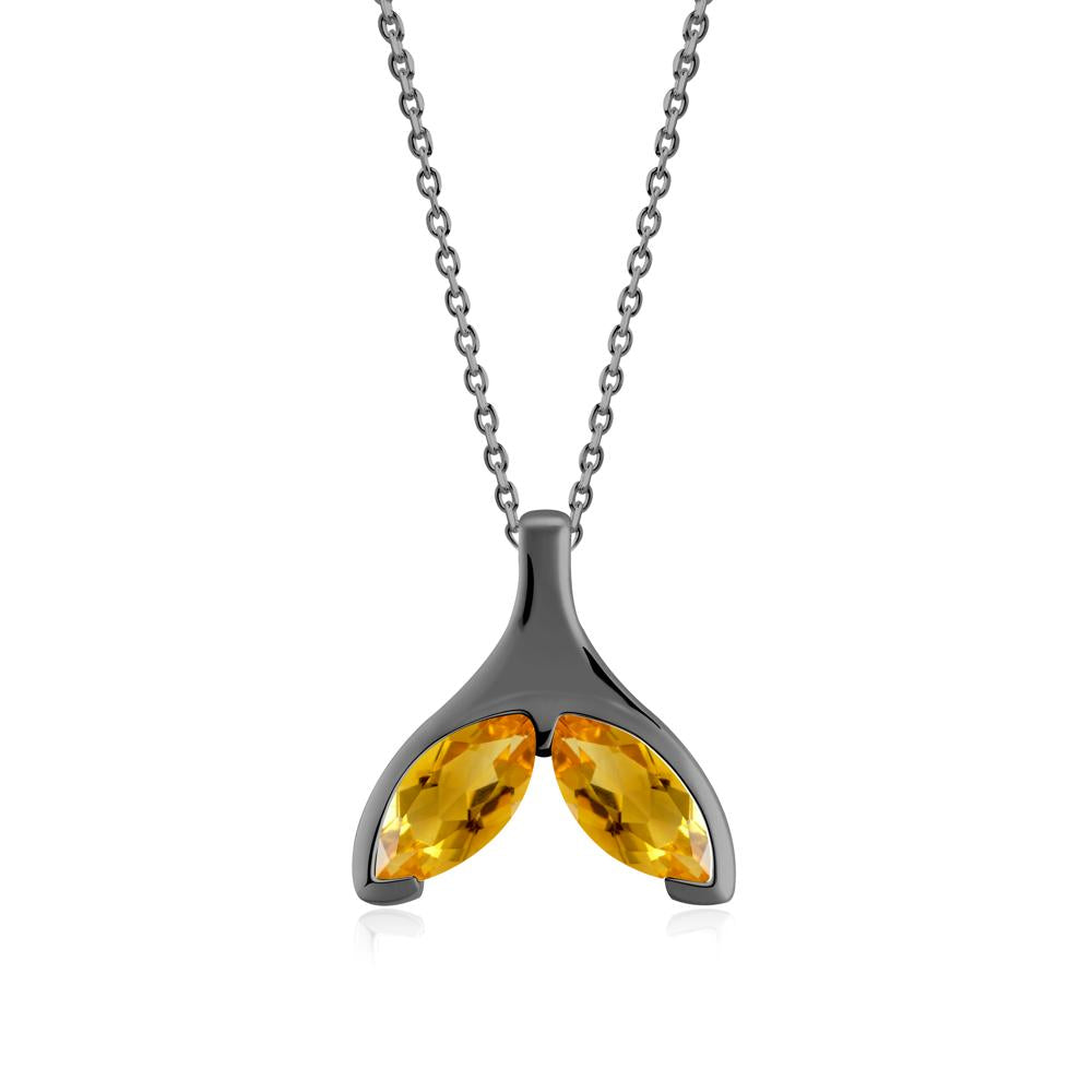 Marquise Twin Citrine Leaf Necklace - LUO Jewelry #metal_black finish sterling silver