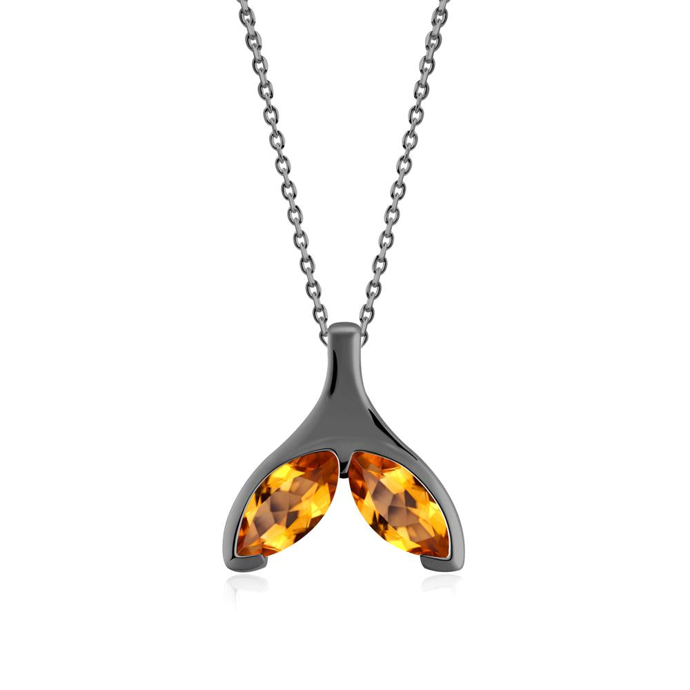 Marquise Twin Citrine Leaf Necklace - LUO Jewelry #metal_black finish sterling silver