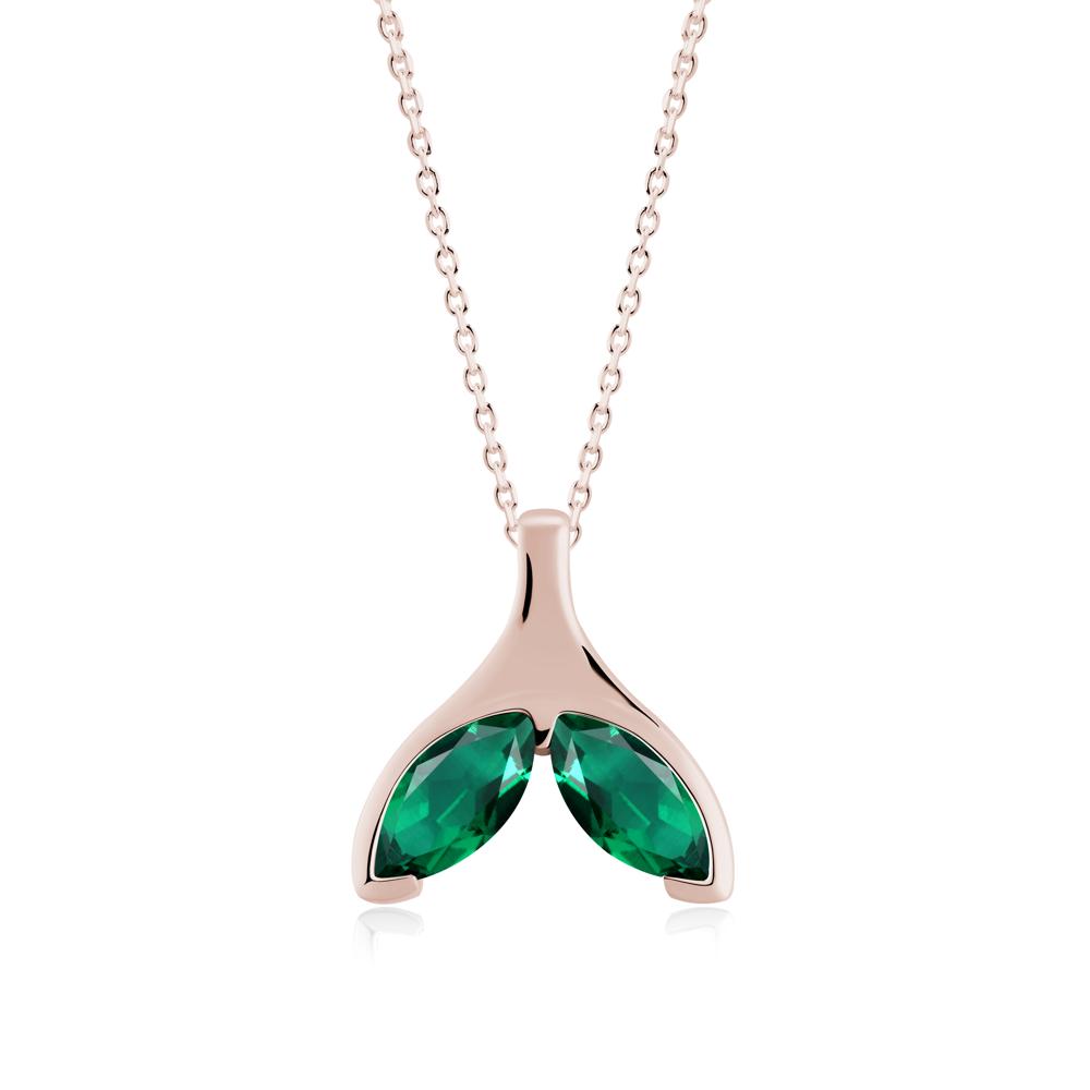 Marquise Emerald Whale Tail Pendant - LUO Jewelry #metal_14k rose gold