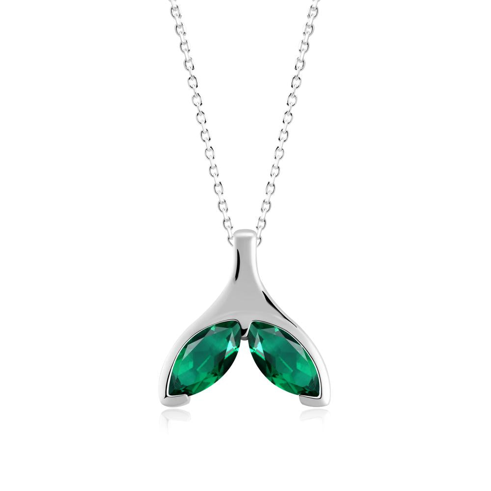 Marquise Emerald Whale Tail Pendant - LUO Jewelry #metal_14k white gold