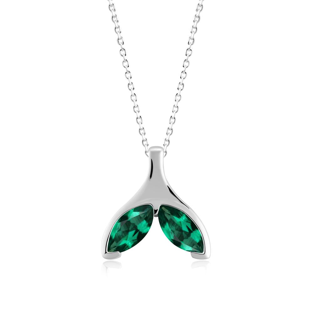 Marquise Emerald Whale Tail Pendant - LUO Jewelry #metal_14k white gold