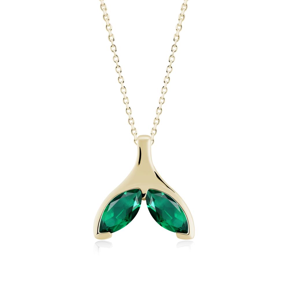 Marquise Emerald Whale Tail Pendant - LUO Jewelry #metal_14k yellow gold
