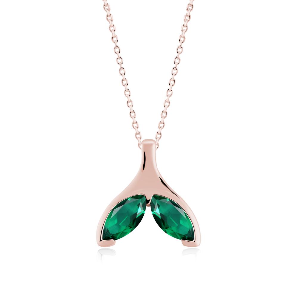 Marquise Emerald Whale Tail Pendant - LUO Jewelry #metal_18k rose gold