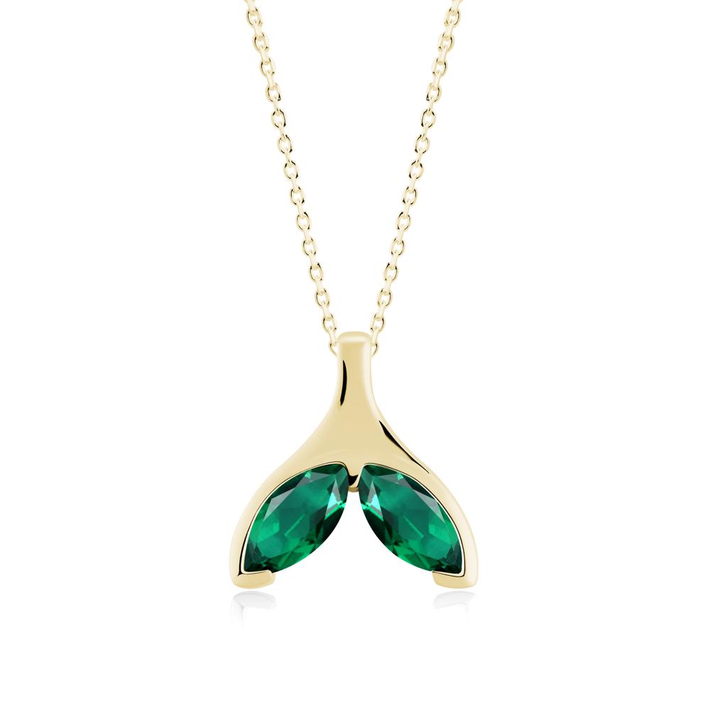 Marquise Emerald Whale Tail Pendant - LUO Jewelry #metal_18k yellow gold