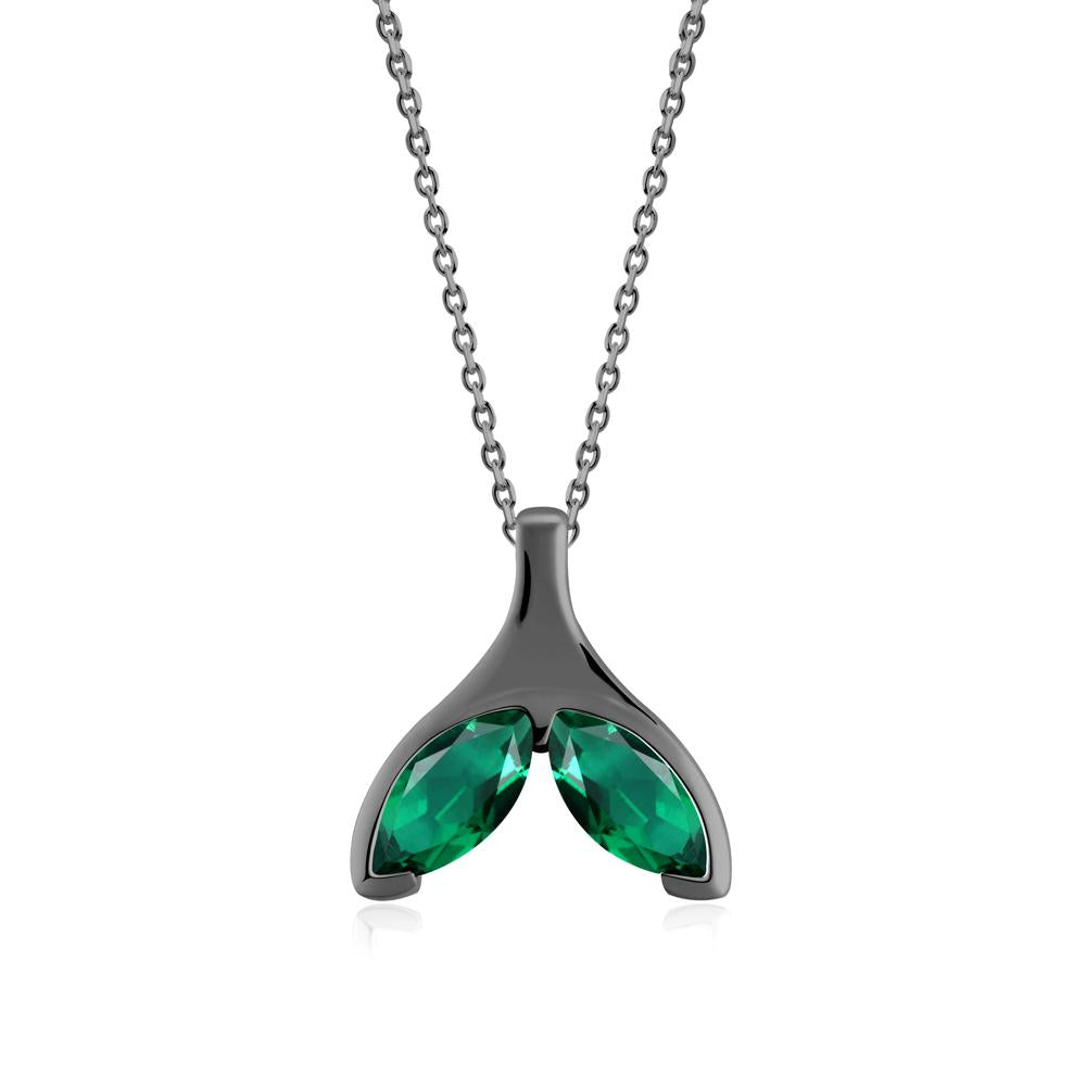 Marquise Emerald Whale Tail Pendant - LUO Jewelry #metal_black finish sterling silver