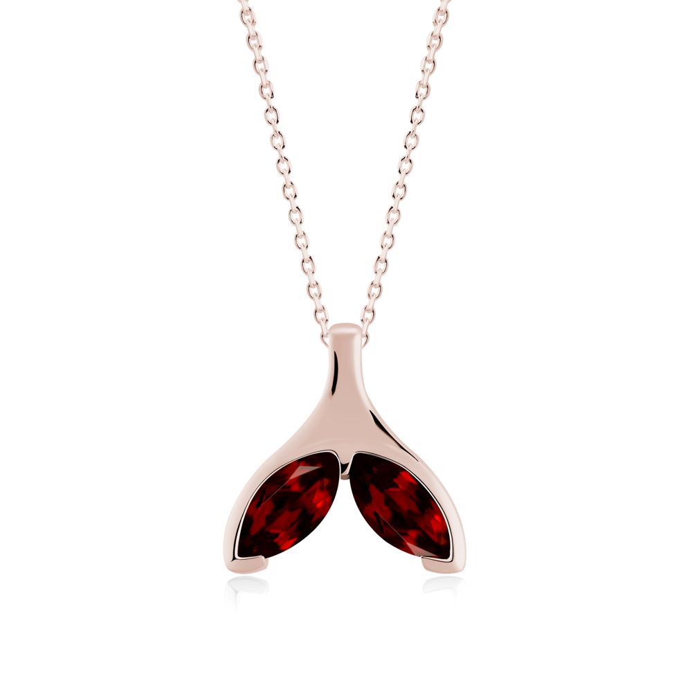 Marquise Garnet Whale Tail Necklace - LUO Jewelry #metal_14k rose gold