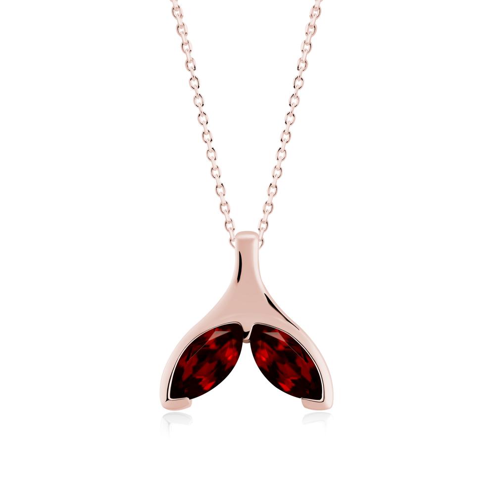 Marquise Garnet Whale Tail Necklace - LUO Jewelry #metal_18k rose gold
