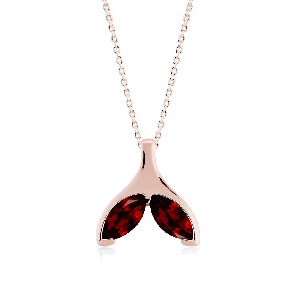 Marquise Garnet Whale Tail Necklace - LUO Jewelry #metal_18k rose gold