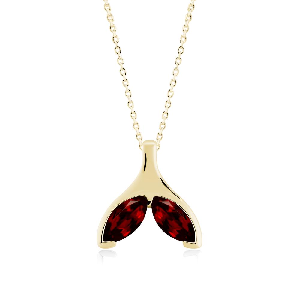 Marquise Garnet Whale Tail Necklace - LUO Jewelry #metal_18k yellow gold